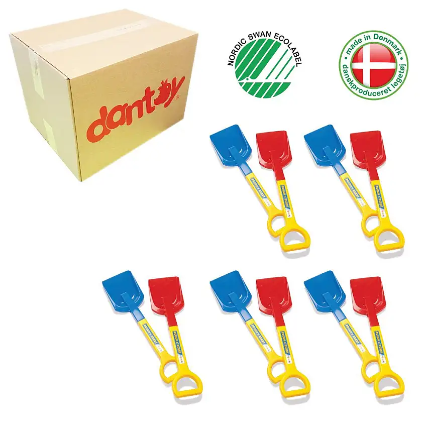 1 Kasse med 10 stk Svanemærkede Dantoy Børneskovle - 58 cm - Fra 2 år.