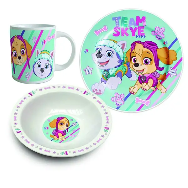 Paw Patrol Skye og Everest Morgenmadssæt Porcelæn 3 dele